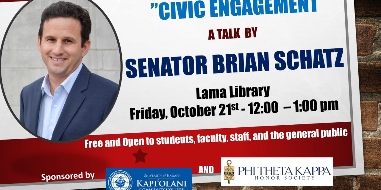 Senator Brian Schatz to Speak on Campus