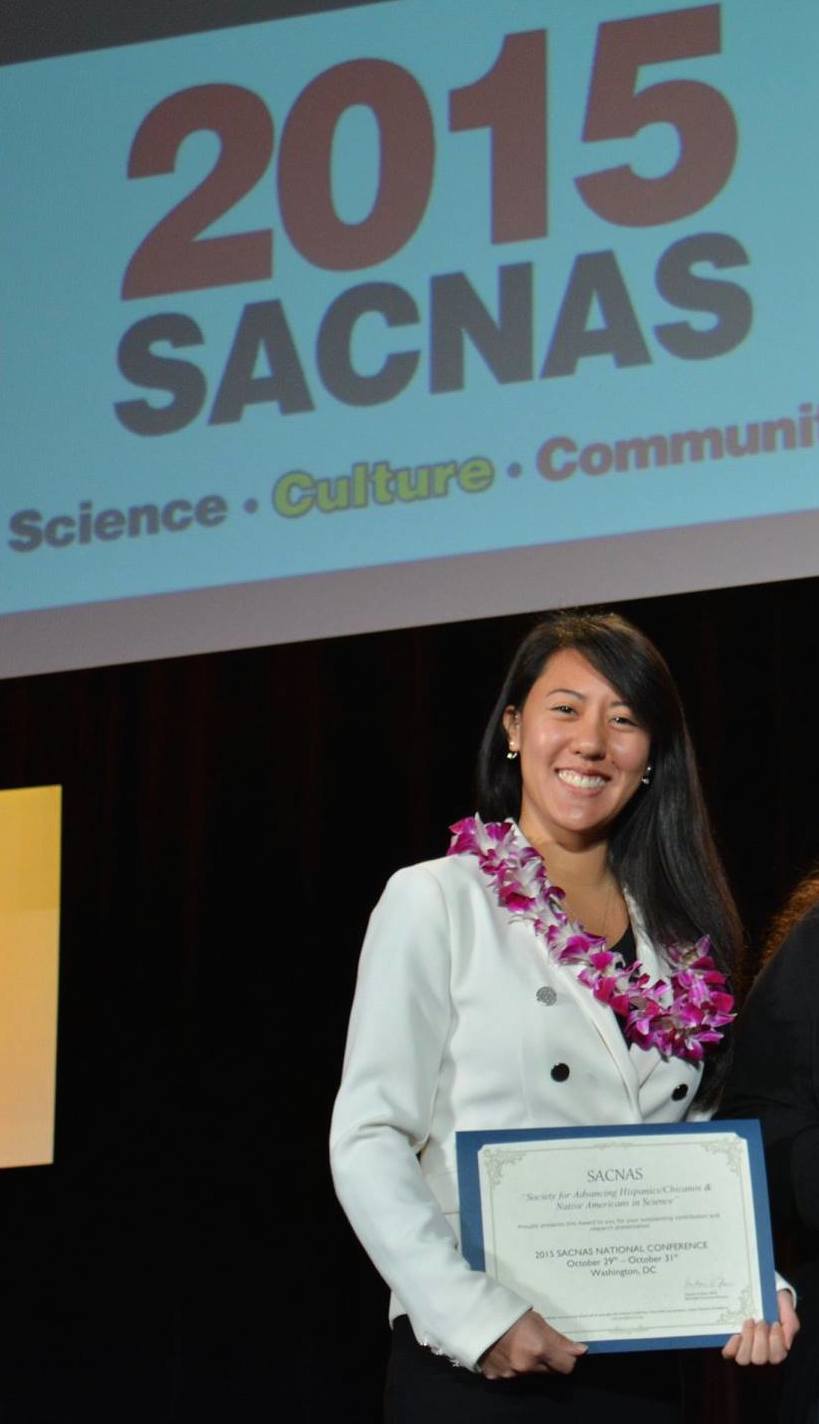  Kimberly Kahaleua wins first place at the 2015 SACNAS conference. (Photo Courtesy of STEM program) 